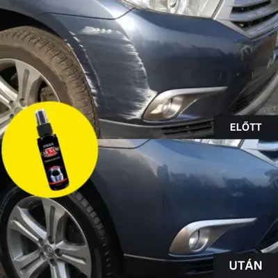 A before and after image of how car nano makes it look shiny