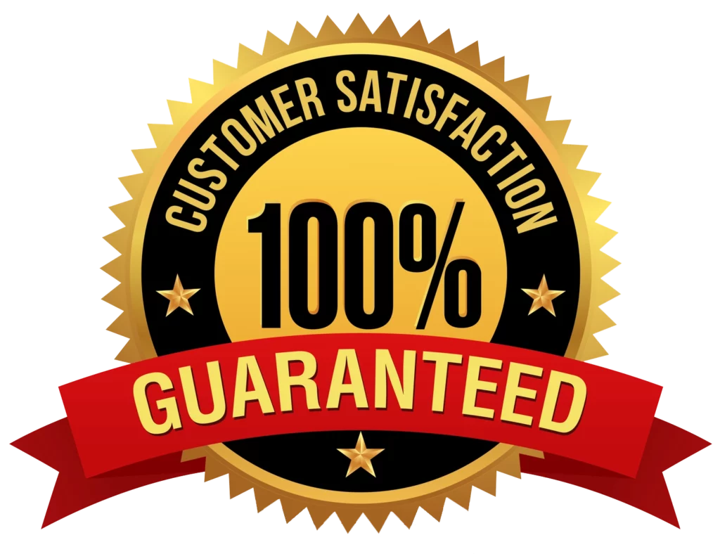 a badge that shows 100% customer satisfaction
